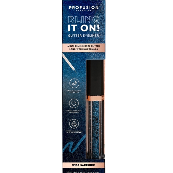 🌹3/$12 Profusion Cosmetics Bling It On Liquid Glitter Eyeliner, Wise Sapphire - Picture 1 of 5